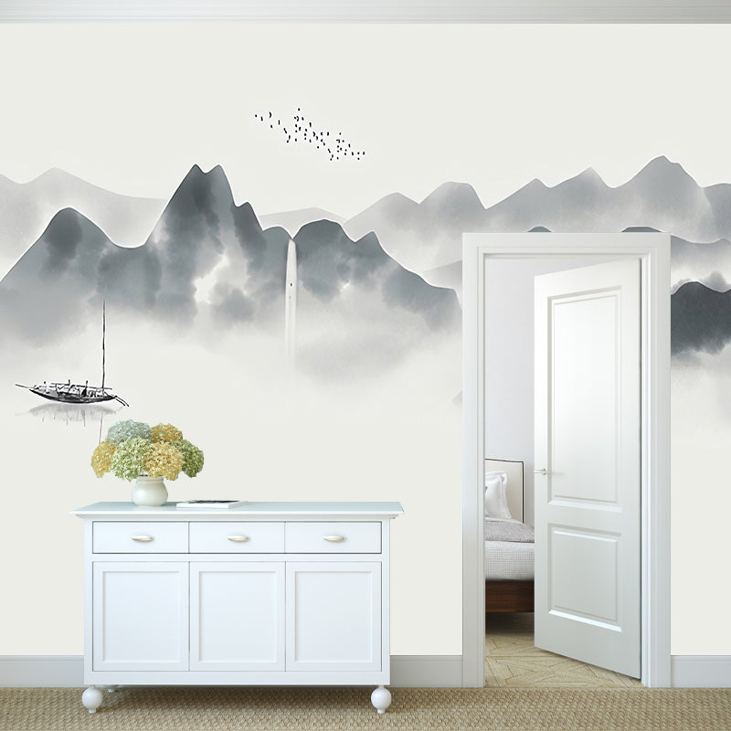 Water-Resistant Mountain Mural Non-Woven Material Traditional Wall Covering for Bedroom Clearhalo 'Wall Decor' 'Wall Mural' 969277
