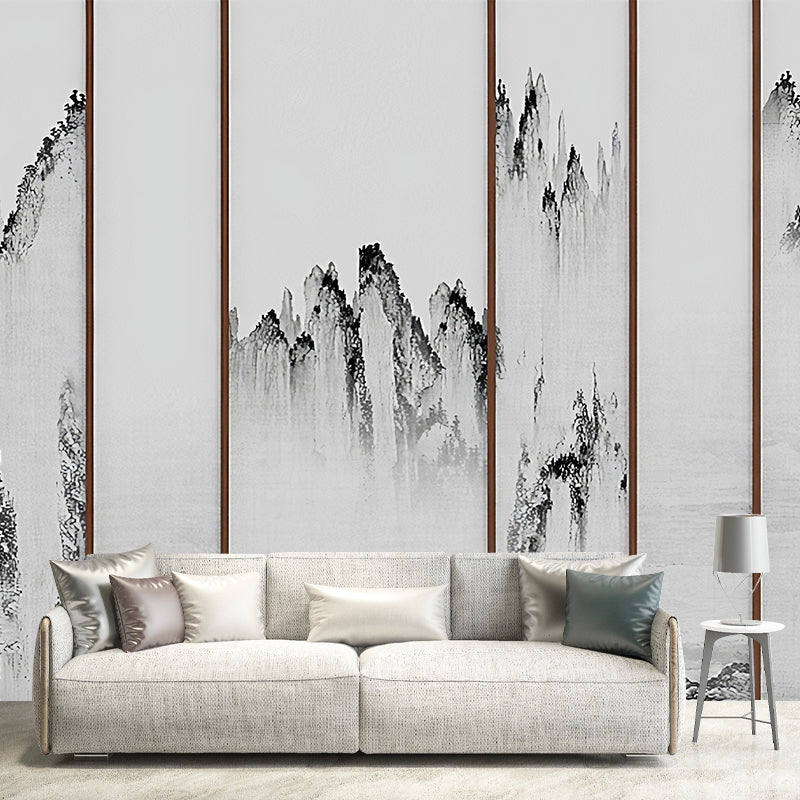 Black and White Minimalist Mural Full Size Watercolors Wall Covering for Living Room Clearhalo 'Wall Decor' 'Wall Mural' 969288