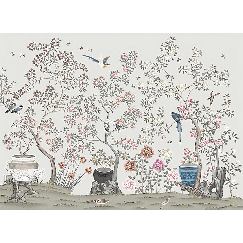 Decorative Bird and Blossom Mural Non-Woven Fabric Traditional Wall Art for Guest Room Clearhalo 'Wall Decor' 'Wall Mural' 969369