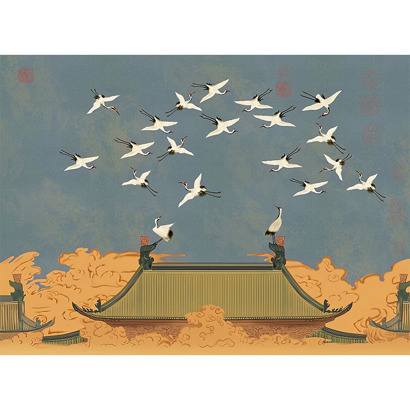 Blue Sky and Bird Mural Wallpaper Waterproof Wall Covering for Accent Wall Clearhalo 'Wall Decor' 'Wall Mural' 969469