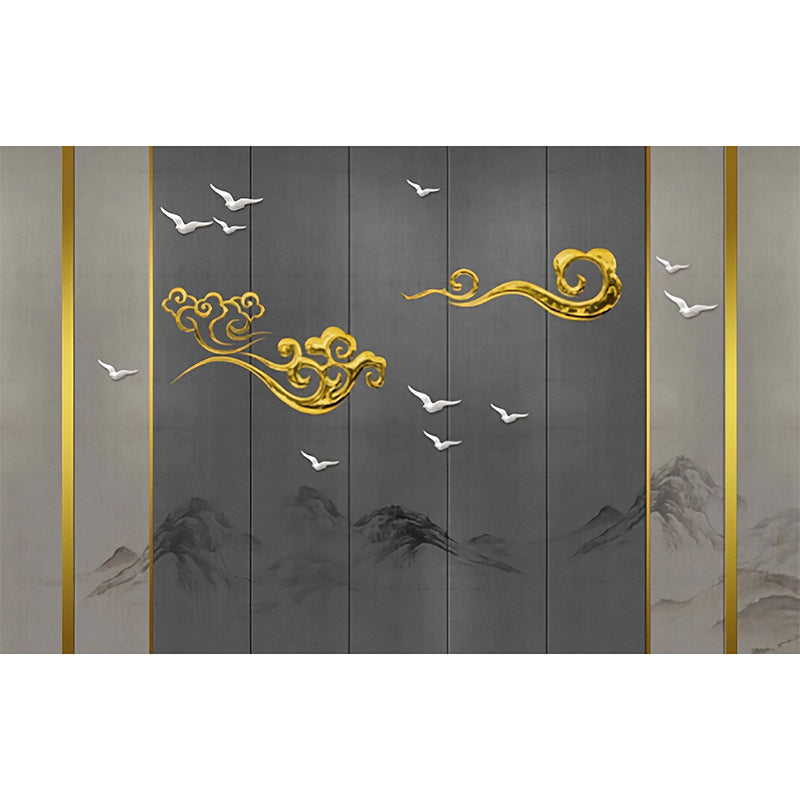 Chinese Traditional Cloud Wall Art for Accent Wall, Full Size Wall Decor in Grey Clearhalo 'Wall Decor' 'Wall Mural' 969479