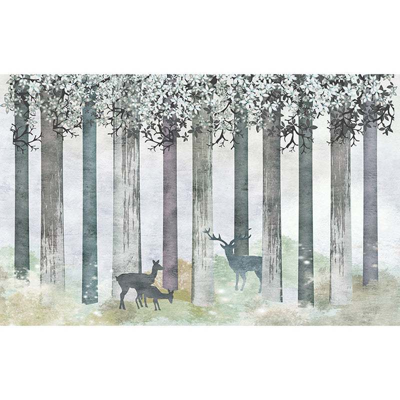 Grey Deer Wall Covering Water-Resistant Mural Wallpaper for Living Room Clearhalo 'Wall Decor' 'Wall Mural' 969578