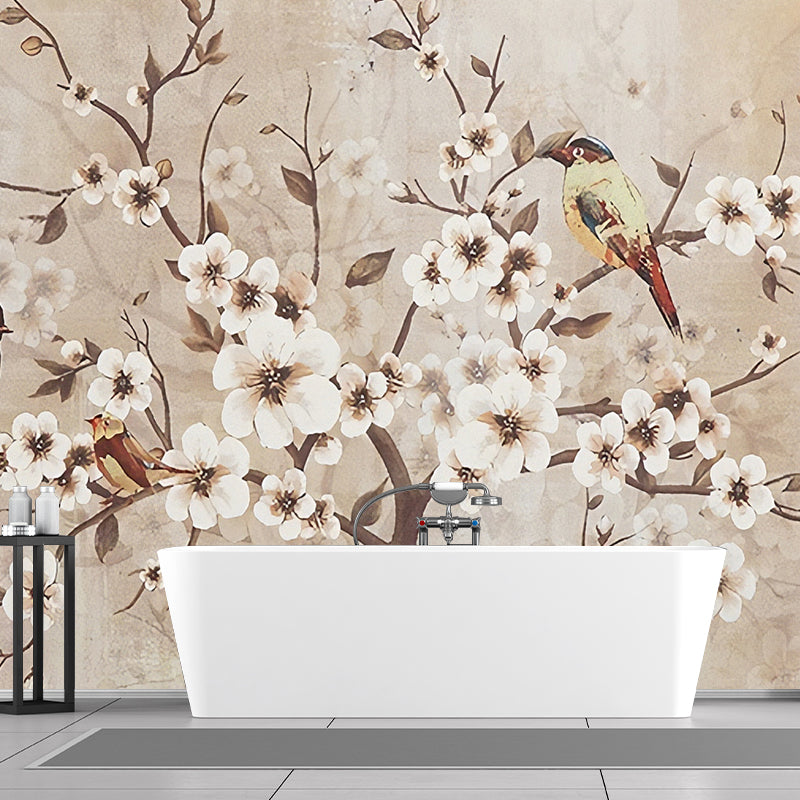 Decorative Plum Blossom Wall Covering Personalized Countryside Wall Mural for Bedroom Clearhalo 'Wall Decor' 'Wall Mural' 969611