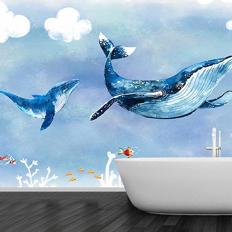 Moisture-Resistant Dolphin Wall Covering Non-Woven Fabric Contemporary Wall Mural for Kids Clearhalo 'Wall Decor' 'Wall Mural' 969846