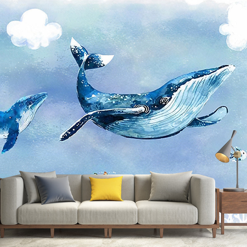 Moisture-Resistant Dolphin Wall Covering Non-Woven Fabric Contemporary Wall Mural for Kids Clearhalo 'Wall Decor' 'Wall Mural' 969847