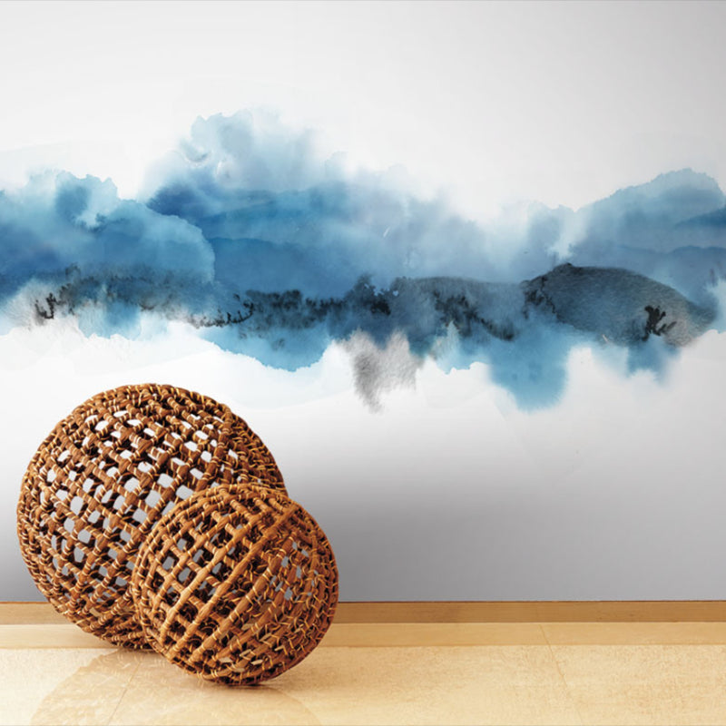 Full Size Modern Wall Art Blue and White Cloud Mural Wallpaper, Custom Size Available Clearhalo 'Wall Decor' 'Wall Mural' 969852