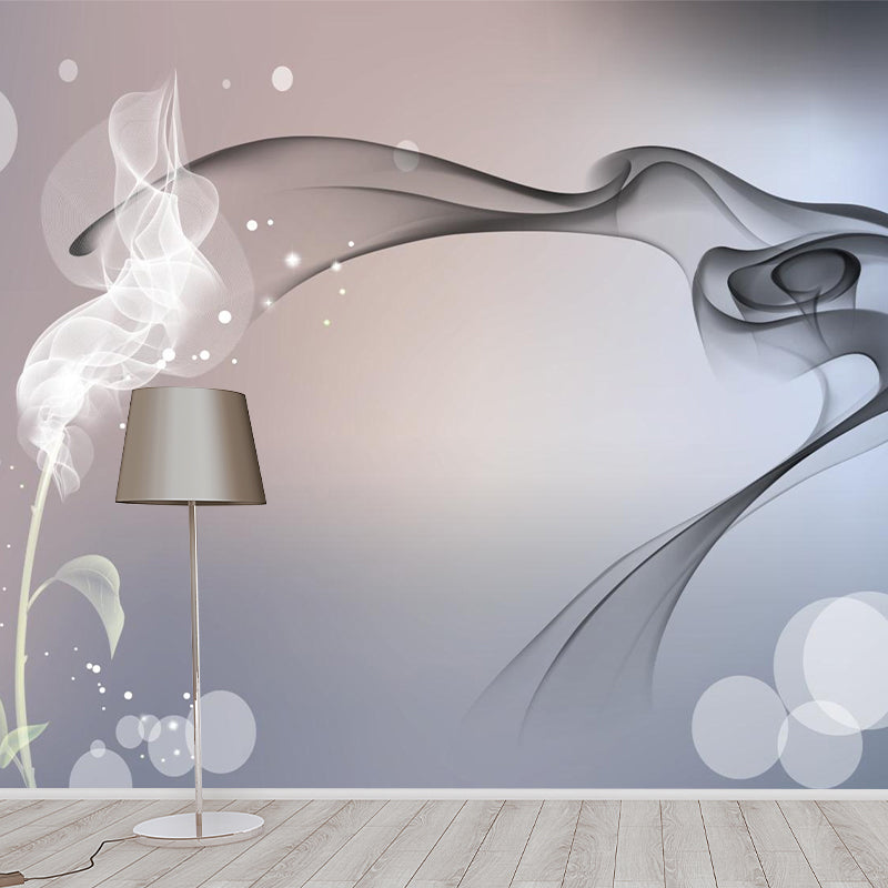 Contemporary Smoke and Bubble Mural Grey and Blue Home Decoration Wall Covering, Made to Measure Clearhalo 'Wall Decor' 'Wall Mural' 969881