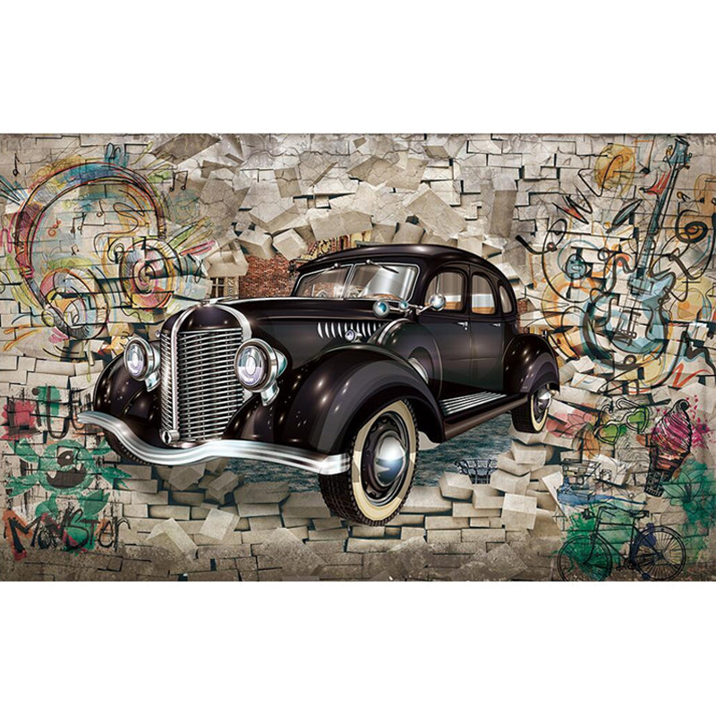 Waterproofing Car and Brick Mural Personalized Size Wall Covering for Coffee Shop Clearhalo 'Wall Decor' 'Wall Mural' 969911