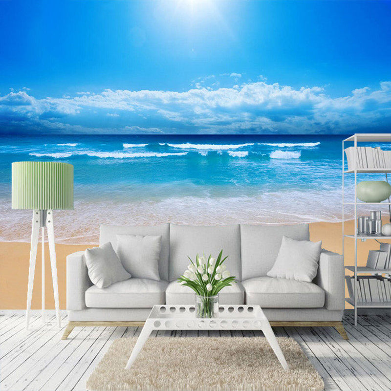 Sea and Sky Mural Wallpaper in Pastel Blue, Contemporary Wall Art for Accent Wall Clearhalo 'Wall Decor' 'Wall Mural' 969929