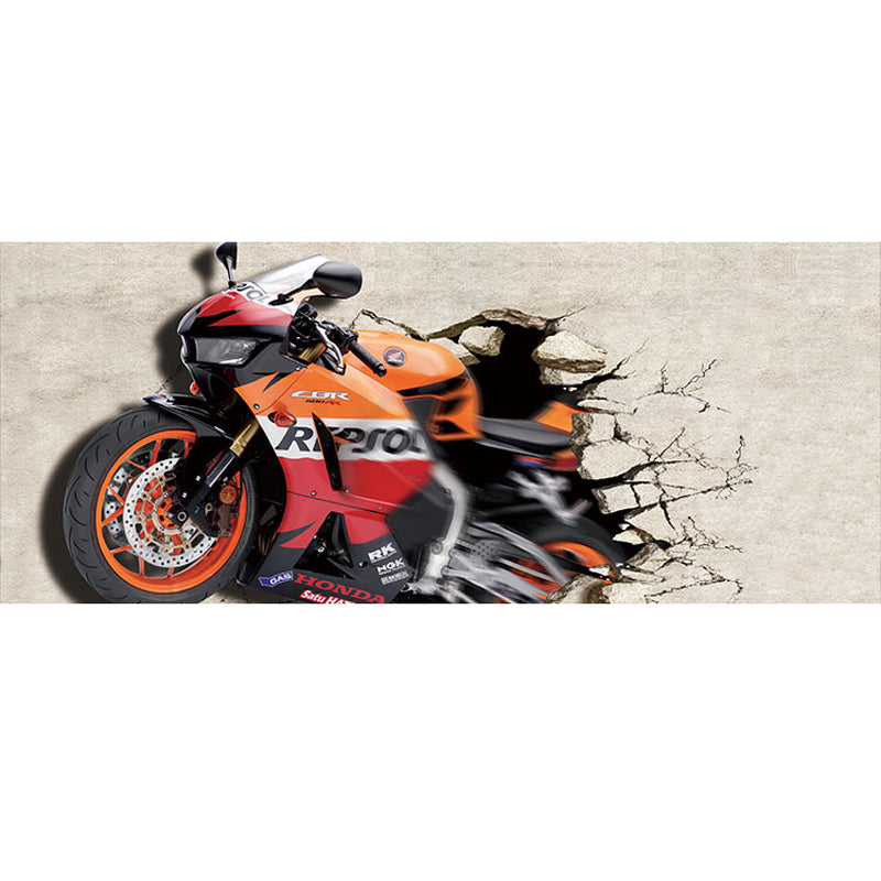 Big Photo Vintage Mural Wallpaper for Accent Wall with Motorcycle in Orange and Red Clearhalo 'Wall Decor' 'Wall Mural' 970026