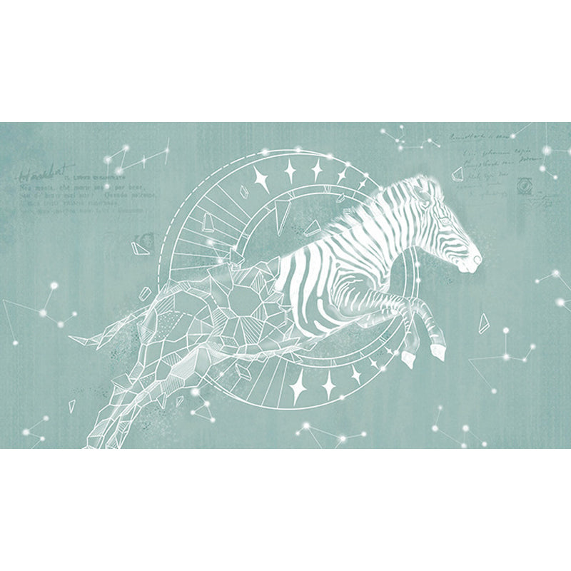 Horse Mural Wallpaper in Green and White, Minimalist Wall Covering for Accent Wall Clearhalo 'Wall Decor' 'Wall Mural' 970110