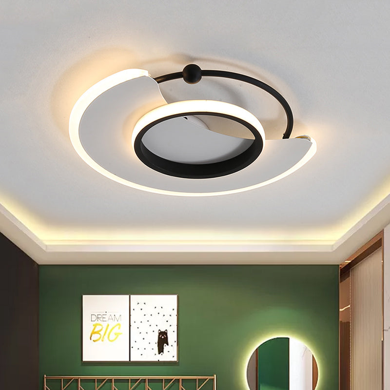 White Moon Shaped Flushmount Modern LED Acrylic Ceiling Flush Mount Light for Bedroom Clearhalo 'Ceiling Lights' 'Close To Ceiling Lights' 'Close to ceiling' 'Flush mount' Lighting' 974278