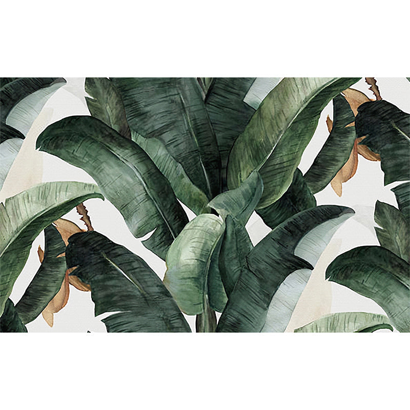 Personalized Tropical Leaves Mural for Living Room Plant Wall Art in Blackish Green, Stain-Resistant Clearhalo 'Wall Decor' 'Wall Mural' 976973