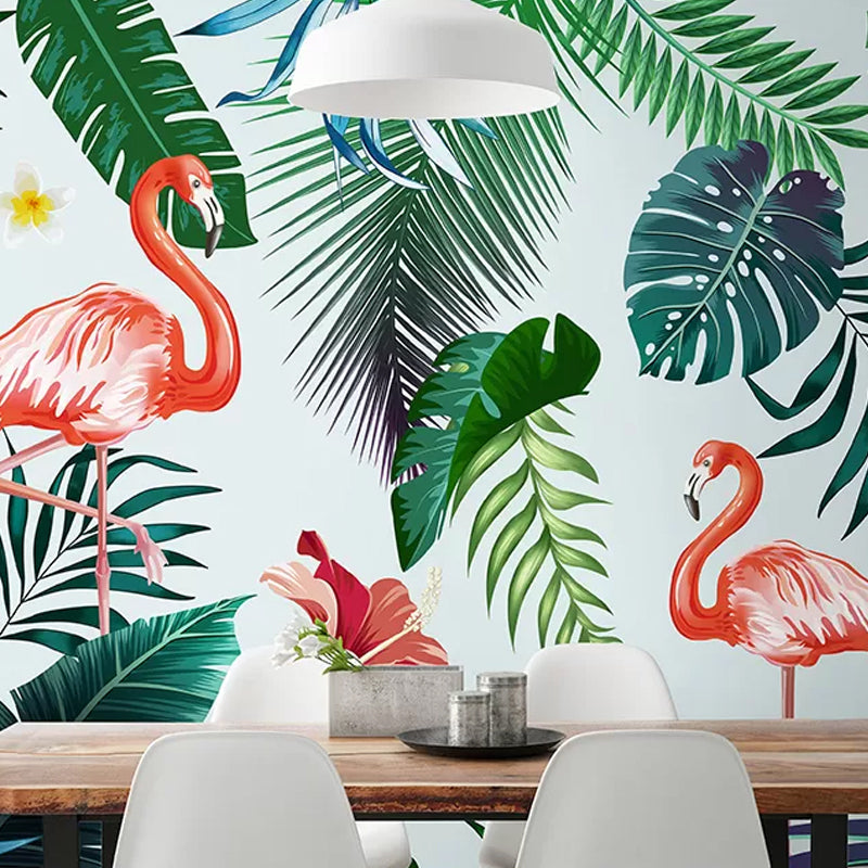 Decorative Flamingo Wall Mural Decal Non-Woven Material Minimalist Wall Covering for Living Room Clearhalo 'Wall Decor' 'Wall Mural' 977067