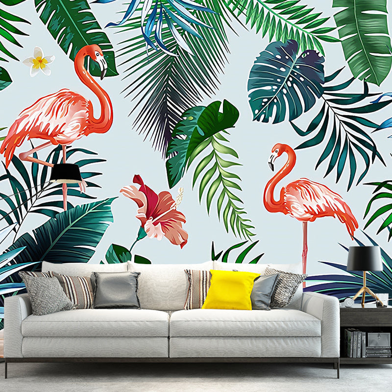 Decorative Flamingo Wall Mural Decal Non-Woven Material Minimalist Wall Covering for Living Room Clearhalo 'Wall Decor' 'Wall Mural' 977068