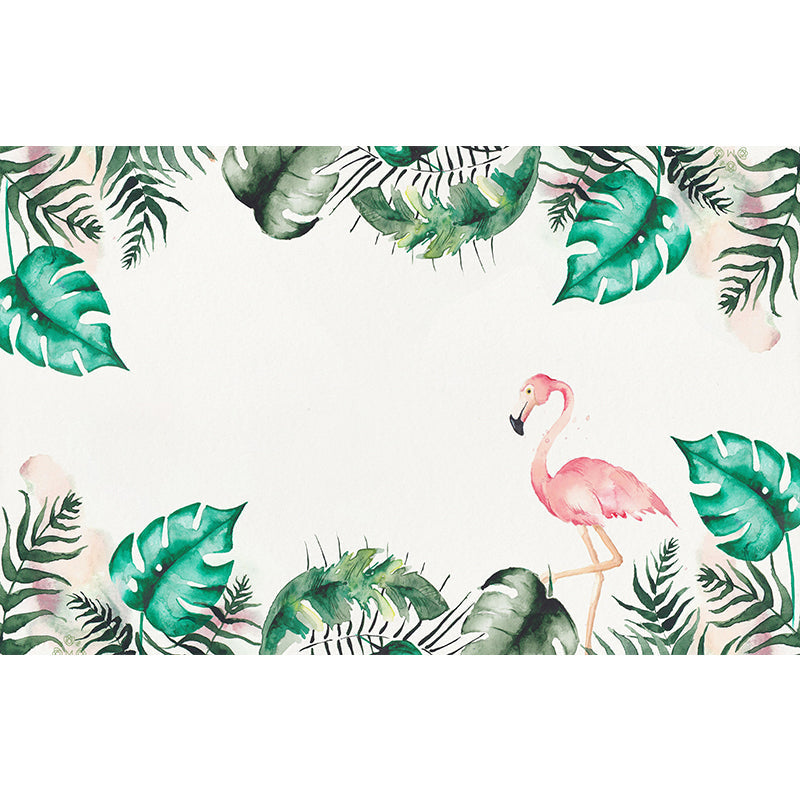 Cute Flamingo Mural Wallpaper for Girl's Bedroom Nordic Wall Covering, Made to Measure Clearhalo 'Wall Decor' 'Wall Mural' 977084