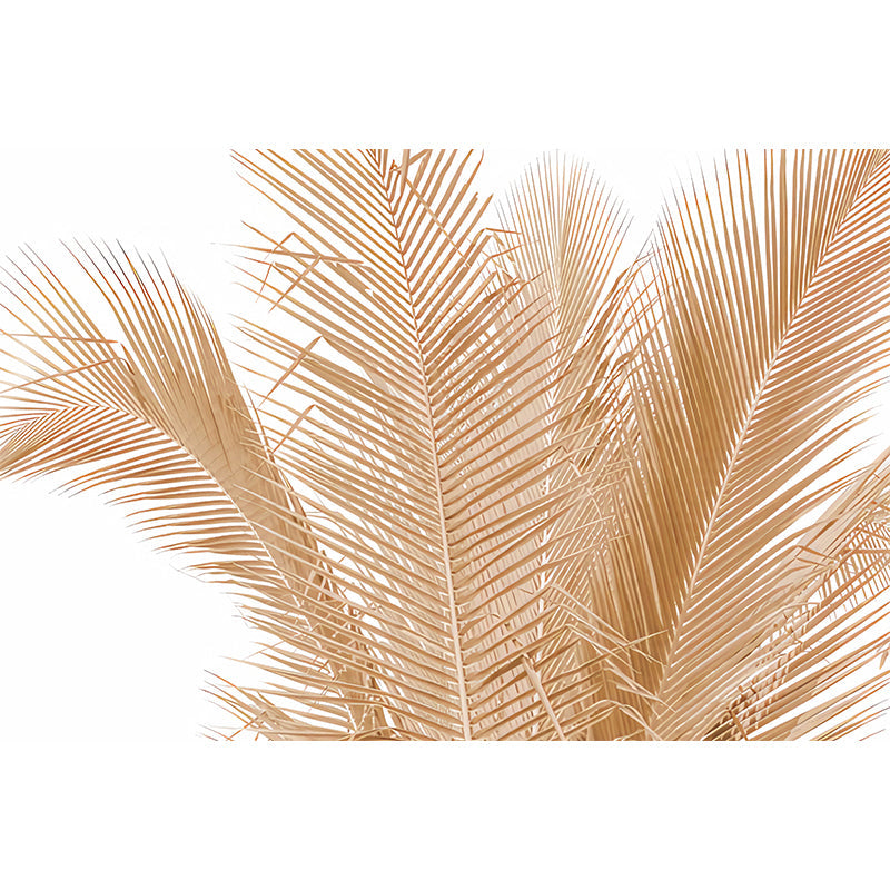 Photography Palm Leaves Mural Wall Decal for Living Room in Brown, Personalized Size Available Clearhalo 'Wall Decor' 'Wall Mural' 977302