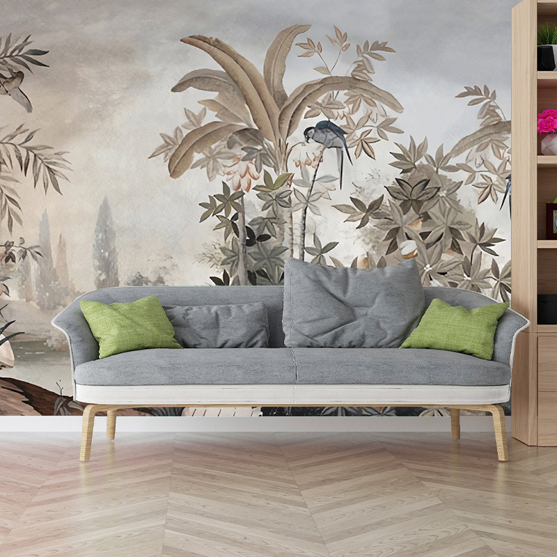 Water-Resistant Plant Wall Mural Custom-Printed Minimalist Wall Covering for Living Room Decor Clearhalo 'Wall Decor' 'Wall Mural' 977321