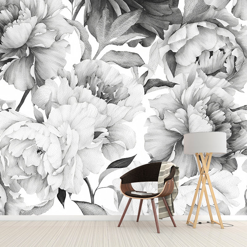 Stain-Resistant Flower Wall Mural Decal Non-Woven Fabric Contemporary Wall Art for Bedroom Clearhalo 'Wall Decor' 'Wall Mural' 977381