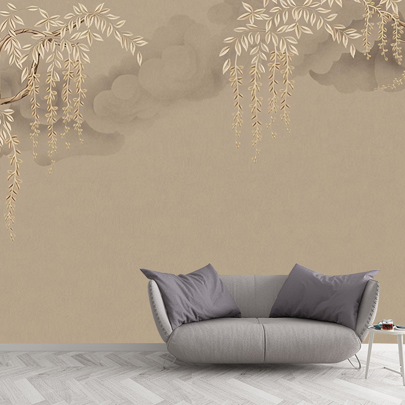 Brown Willow Mural Wallpaper Waterproofing Wall Covering for Bedroom Decoration Clearhalo 'Wall Decor' 'Wall Mural' 977420