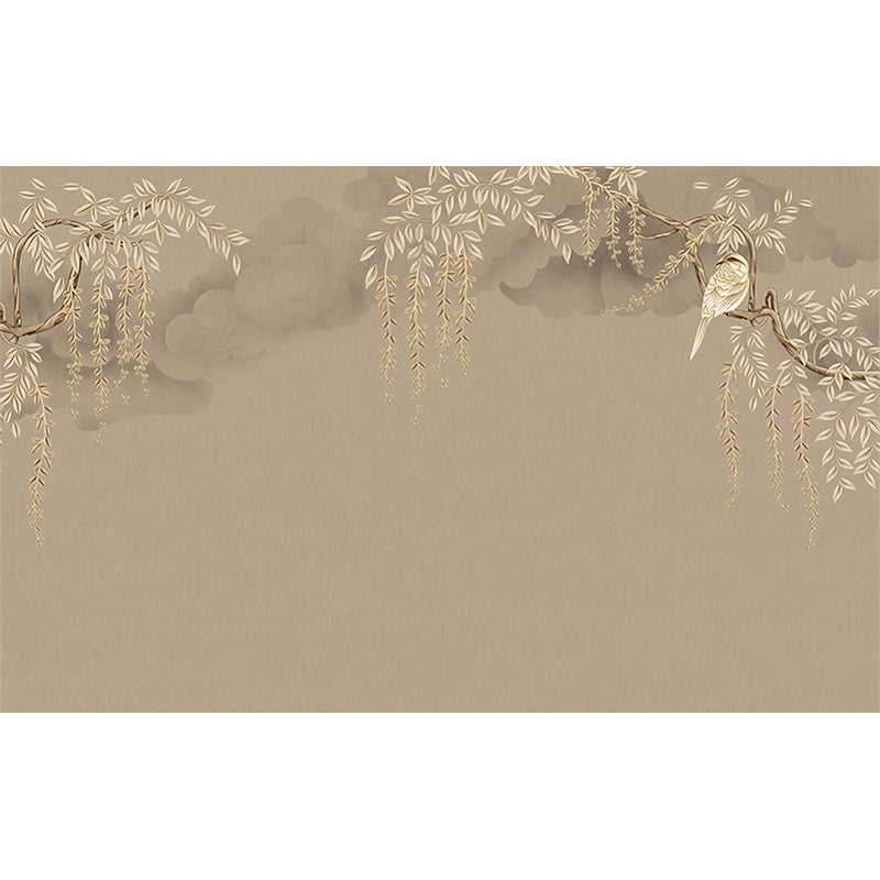 Brown Willow Mural Wallpaper Waterproofing Wall Covering for Bedroom Decoration Clearhalo 'Wall Decor' 'Wall Mural' 977422