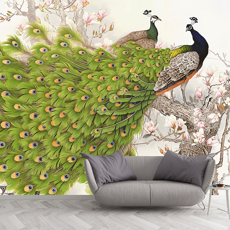 Stain-Resistant Peacock Wall Art Personalized Size Wall Mural for Home Decoration Clearhalo 'Wall Decor' 'Wall Mural' 977535