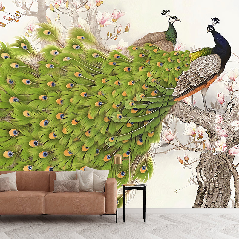 Stain-Resistant Peacock Wall Art Personalized Size Wall Mural for Home Decoration Clearhalo 'Wall Decor' 'Wall Mural' 977536