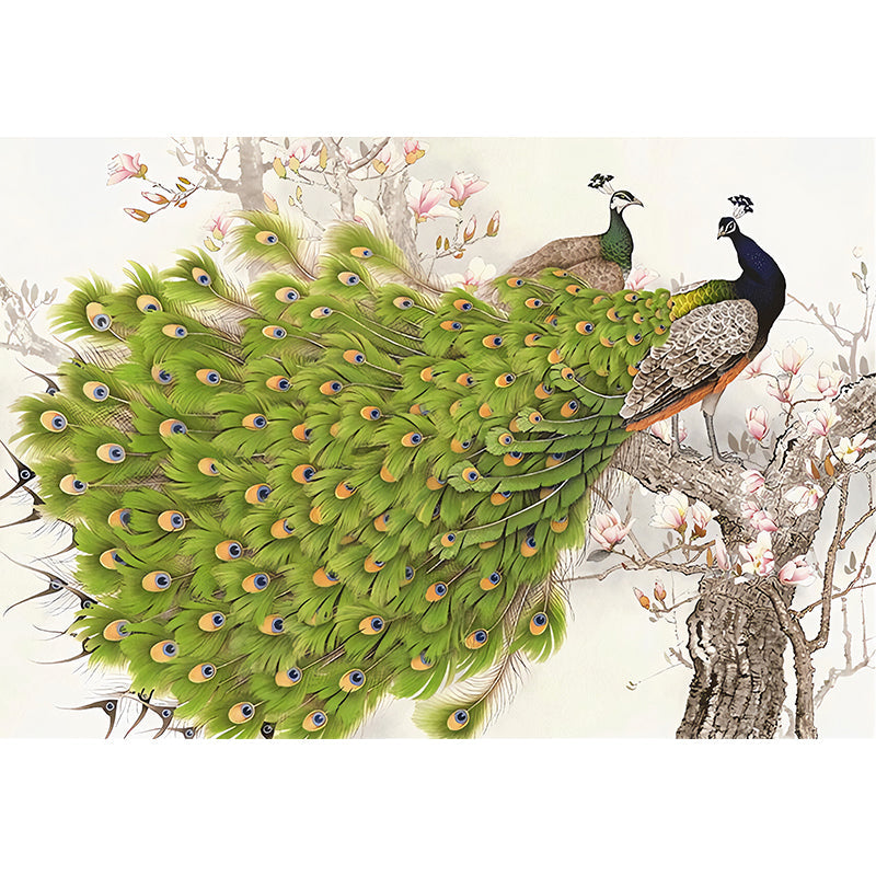 Stain-Resistant Peacock Wall Art Personalized Size Wall Mural for Home Decoration Clearhalo 'Wall Decor' 'Wall Mural' 977537