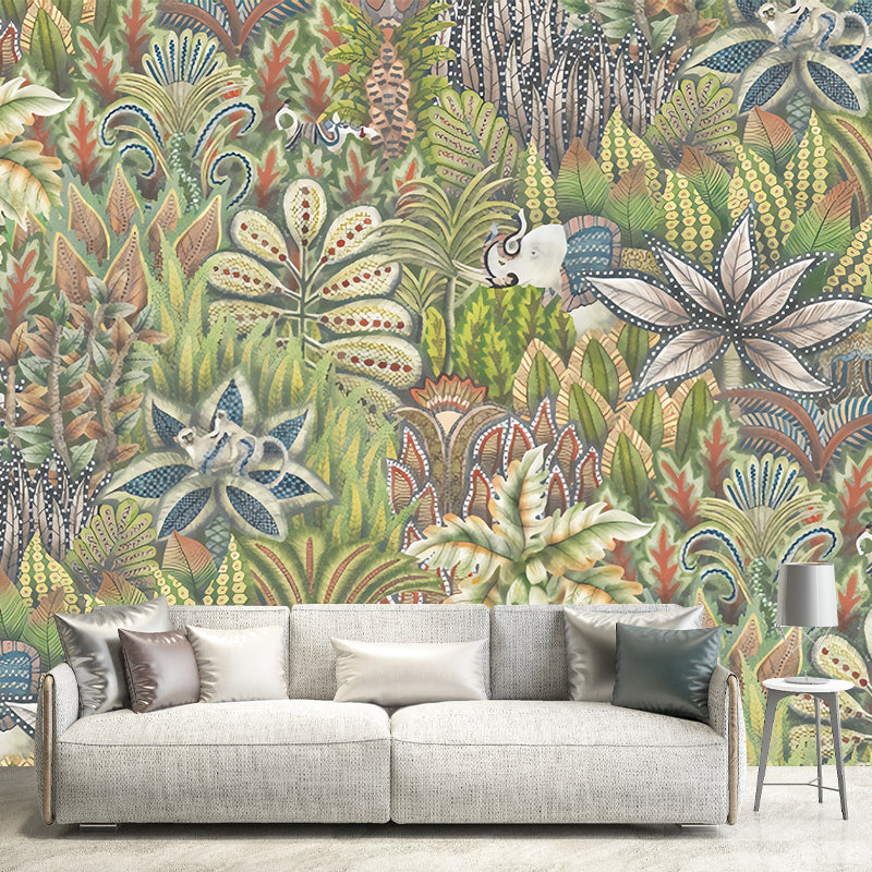 Countryside Leaves Mural Wallpaper in Green Guest Room Wall Covering, Made to Measure Clearhalo 'Wall Decor' 'Wall Mural' 977551