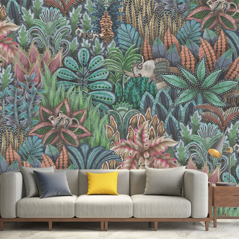 Countryside Leaves Mural Wallpaper in Green Guest Room Wall Covering, Made to Measure Clearhalo 'Wall Decor' 'Wall Mural' 977555