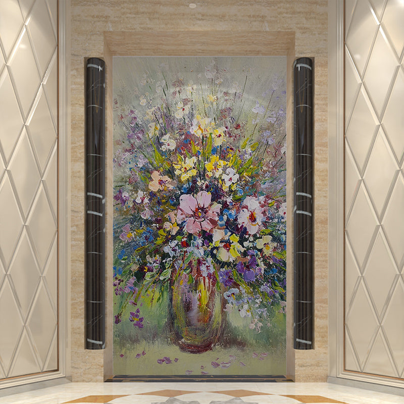 Decorative Vase and Flower Mural Retro Wall Art for Living Room in Multi-Colored Clearhalo 'Wall Decor' 'Wall Mural' 977645