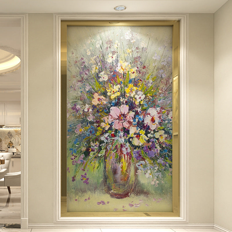 Decorative Vase and Flower Mural Retro Wall Art for Living Room in Multi-Colored Clearhalo 'Wall Decor' 'Wall Mural' 977646