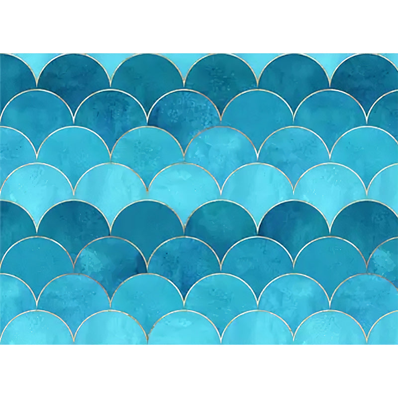 Aqua Nordic Mural Wallpaper Custom-Made Arch Wall Covering for Guest Room Decoration Clearhalo 'Wall Decor' 'Wall Mural' 977712