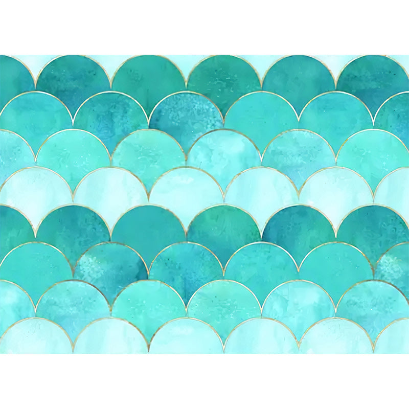 Aqua Nordic Mural Wallpaper Custom-Made Arch Wall Covering for Guest Room Decoration Clearhalo 'Wall Decor' 'Wall Mural' 977717