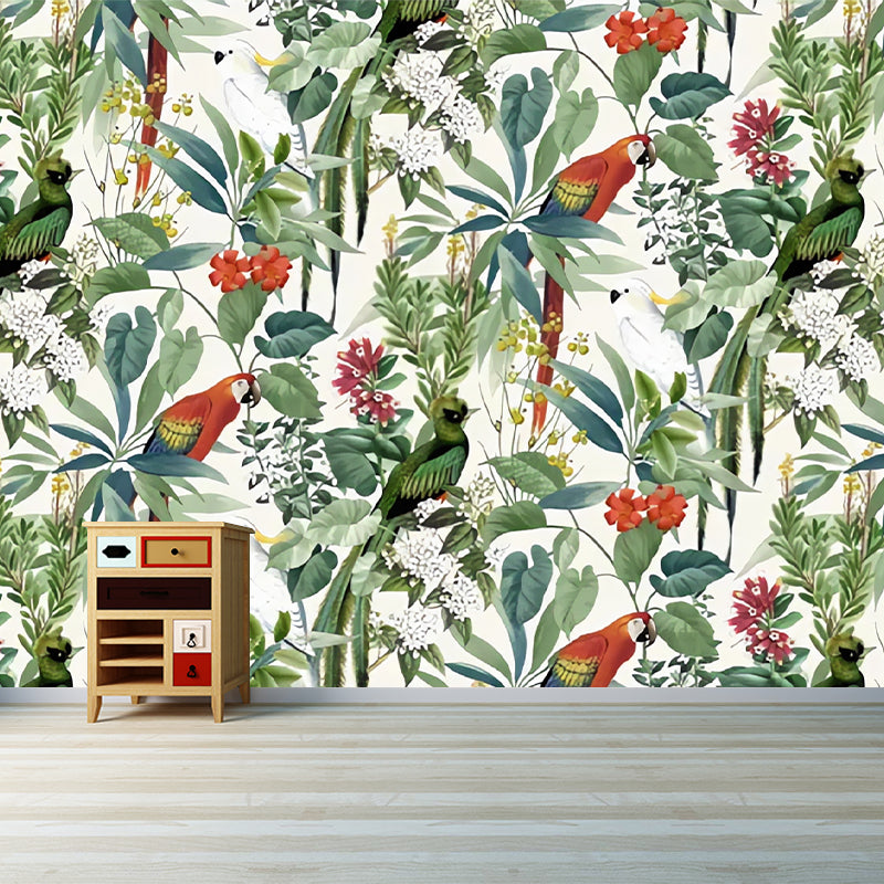 Photo Style Parrot Mural Wallpaper Extra Large Wall Art for Dress Shop, Made to Measure Clearhalo 'Wall Decor' 'Wall Mural' 977866