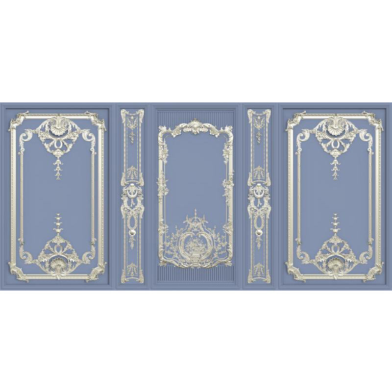 Blue Classic Wall Mural Decal Customized Size 3D Effect Frame Wall Art for Guest Room Decor Clearhalo 'Wall Decor' 'Wall Mural' 977967