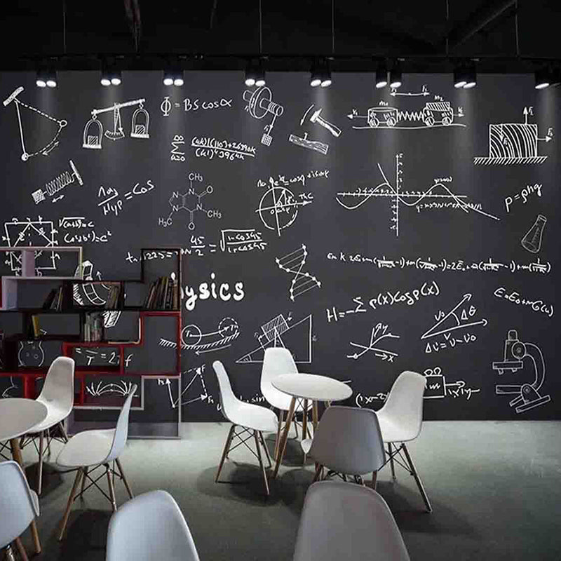 Simple Blackboard Mural Wallpaper for Coffee Shop Writing Wall Art, Personalized Size Available Clearhalo 'Wall Decor' 'Wall Mural' 978050