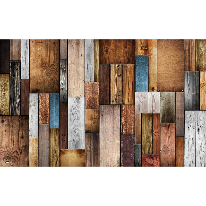 Custom Photography Style Retro Mural for Living Room with Distressed Wood in Pastel Brown Clearhalo 'Wall Decor' 'Wall Mural' 978102