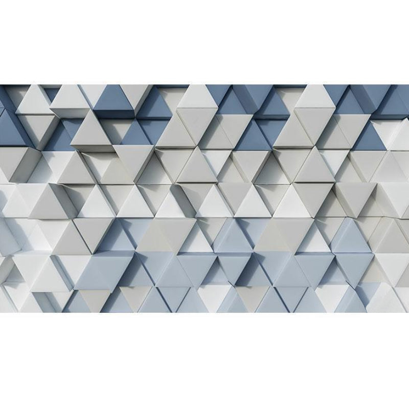 Contemporary Non-Woven Fabric Wallpaper Roll with 3D Effect Cube Pattern in Blue and Grey, Moisture-Resistant Clearhalo 'Wall Decor' 'Wall Mural' 978127