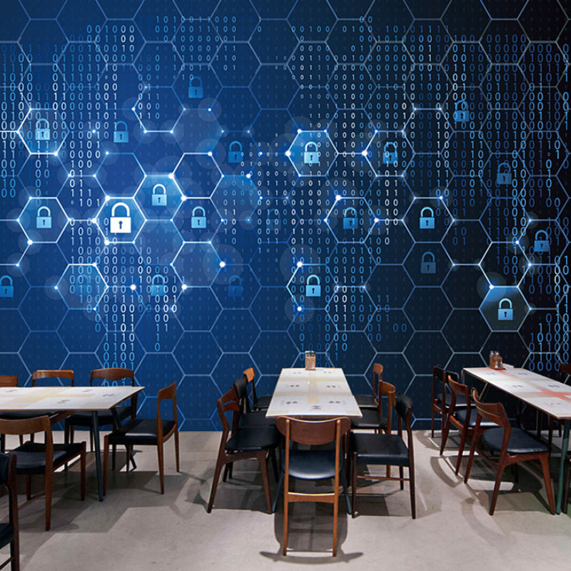 Photography Hexagon Wall Mural Decal Full Size Wall Art for Office Room, Personalized Size Available Blue Clearhalo 'Wall Decor' 'Wall Mural' 978134