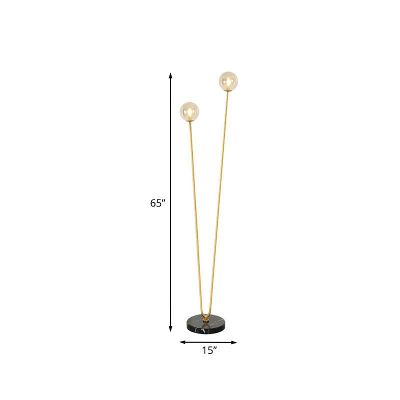 Metallic U-Shaped Floor Reading Light Modernist LED Gold Standing Lamp with Globe Glass Shade Clearhalo 'Floor Lamps' 'Lamps' Lighting' 978435