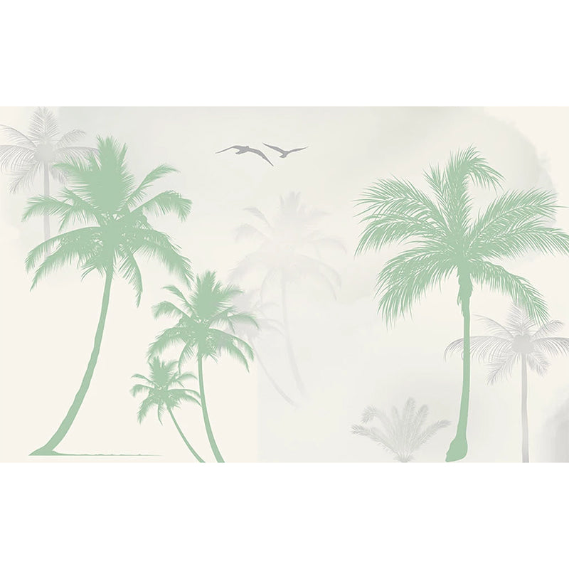 Modernism Coconut Tree Wall Covering in Pastel Green Living Room Wall Mural, Custom Size Available Clearhalo 'Wall Decor' 'Wall Mural' 978834