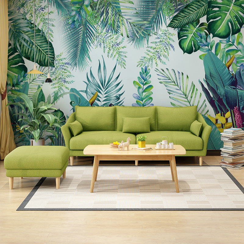 Large Banana Leaves Mural Wallpaper for Thai Restaurant Plants Wall Decor, Water-Resistant Clearhalo 'Wall Decor' 'Wall Mural' 978857