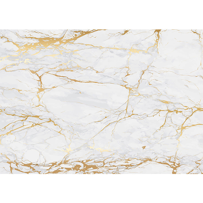 Photo Style Marble Surface Mural Wallpaper for Dining Room in Gold and White, Made to Measure Clearhalo 'Wall Decor' 'Wall Mural' 978944