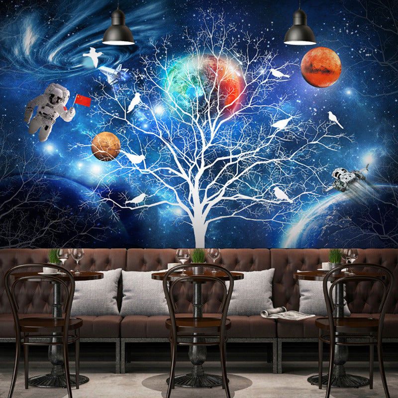 Photo Tree and Galaxy Mural Wallpaper Full Size Wall Art for Accent Wall, Personalized Size Available Clearhalo 'Wall Decor' 'Wall Mural' 978987