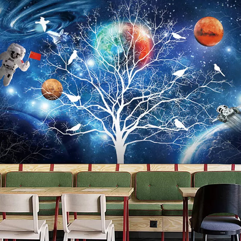 Photo Tree and Galaxy Mural Wallpaper Full Size Wall Art for Accent Wall, Personalized Size Available Clearhalo 'Wall Decor' 'Wall Mural' 978988