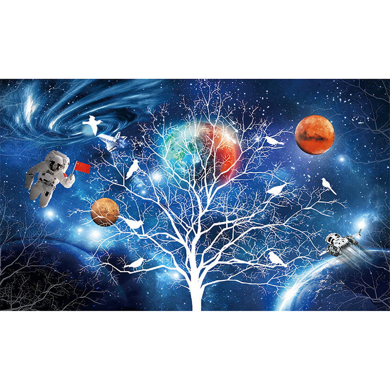 Photo Tree and Galaxy Mural Wallpaper Full Size Wall Art for Accent Wall, Personalized Size Available Clearhalo 'Wall Decor' 'Wall Mural' 978989