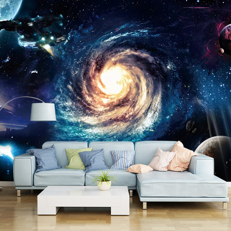 Extra Large Photo Simple Mural Wallpaper for Home Decoration with Galaxy Pattern in Blue Clearhalo 'Wall Decor' 'Wall Mural' 979002