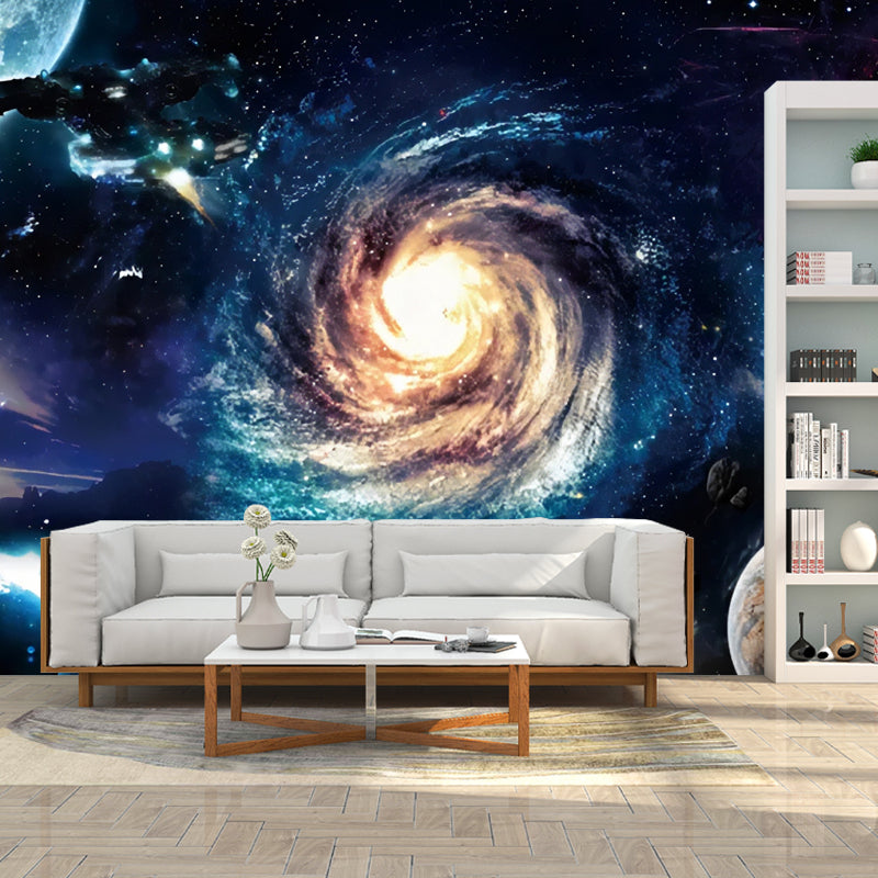 Extra Large Photo Simple Mural Wallpaper for Home Decoration with Galaxy Pattern in Blue Clearhalo 'Wall Decor' 'Wall Mural' 979003