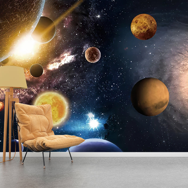 Enormous Photography Outer Space Mural for Accent Wall in Brown and Gold, Personalized Size Available Brown Clearhalo 'Wall Decor' 'Wall Mural' 979006